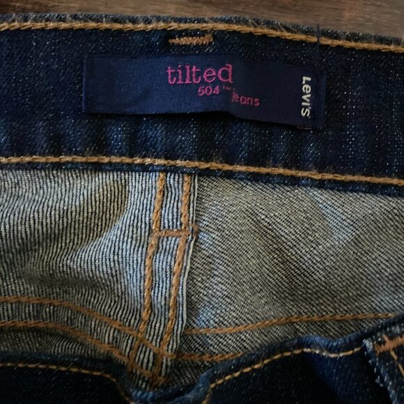 LEVI'S TILTED 504 JEANS STRAIGHT LEG BLUE STRETCH DARK WASH SIZE 9 LONG - Picture 6 of 6